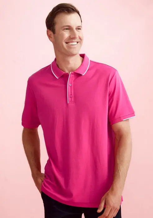 Biz Care Men's Pink Short Sleeve Polo Shirt CST313MS Biz Collection